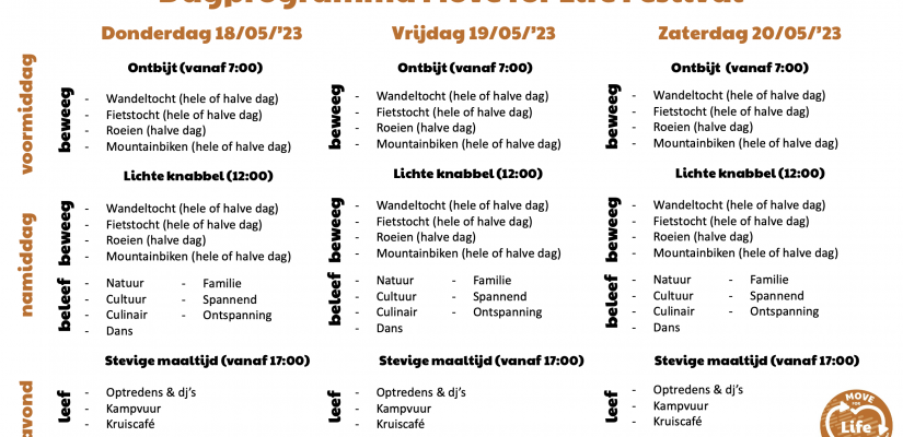Programma Move for Life Weekend 2023