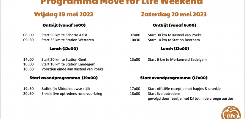 Programma Move for Life Weekend 2023